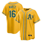 Athletics #16 Nick Kurtz Player Gold Alternate Home Game Gdoa Stitched Jerseys