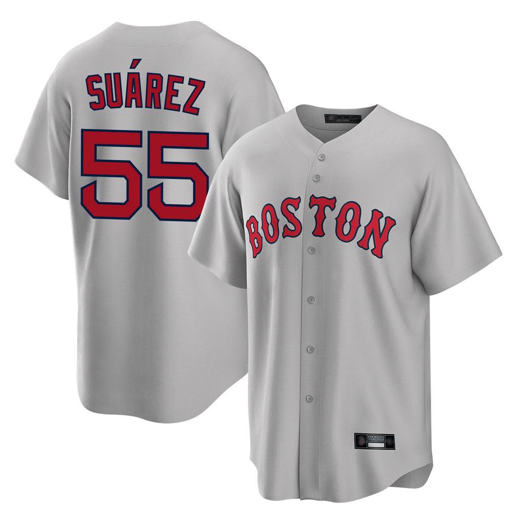 B.Red Sox #55 Ranger Su¨¢rez Player Gray Road Home Game Gdoa Stitched Jerseys