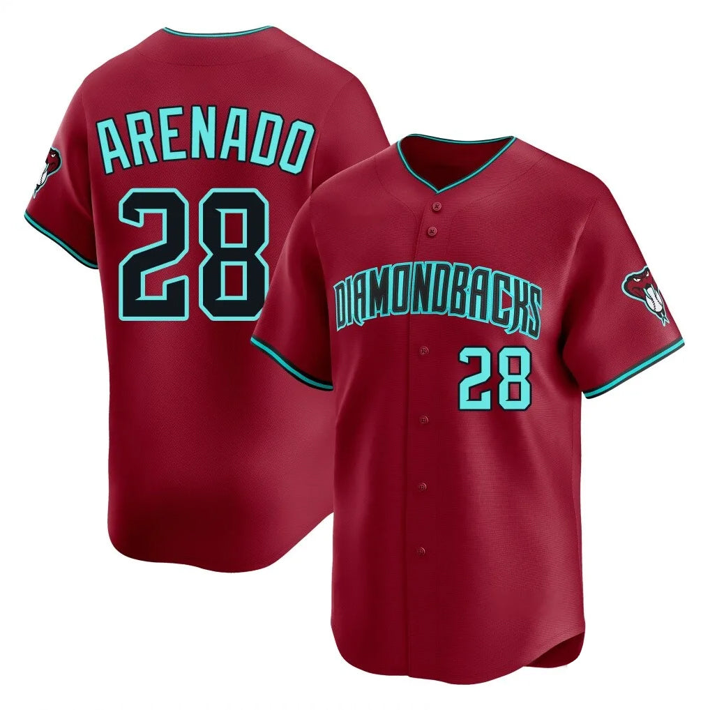 A.Diamondbacks #28 Nolan Arenado Player Red Limited Home Game Gdoa Stitched Jerseys