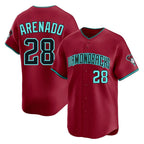 A.Diamondbacks #28 Nolan Arenado Player Red Limited Home Game Gdoa Stitched Jerseys