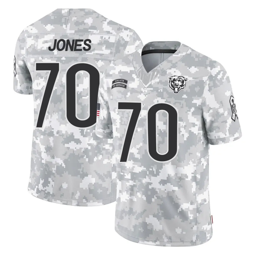 C.Bears #70 Braxton Jones Player Arctic Camo Salute to Service Limited Gdoa Stitched Jerseys