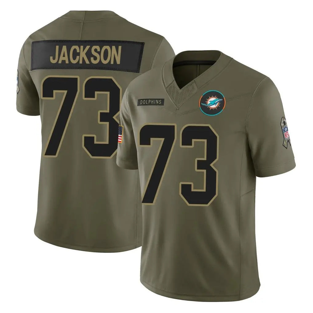 M.Dolphins #73 Austin Jackson Player Olive 2025 Salute To Service Limited Game Gdoa Stitched Jerseys