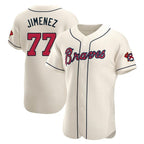 A.Braves #77 Joe Jimenez Player Cream Limited Elite Home Game Gdoa Stitched Jerseys