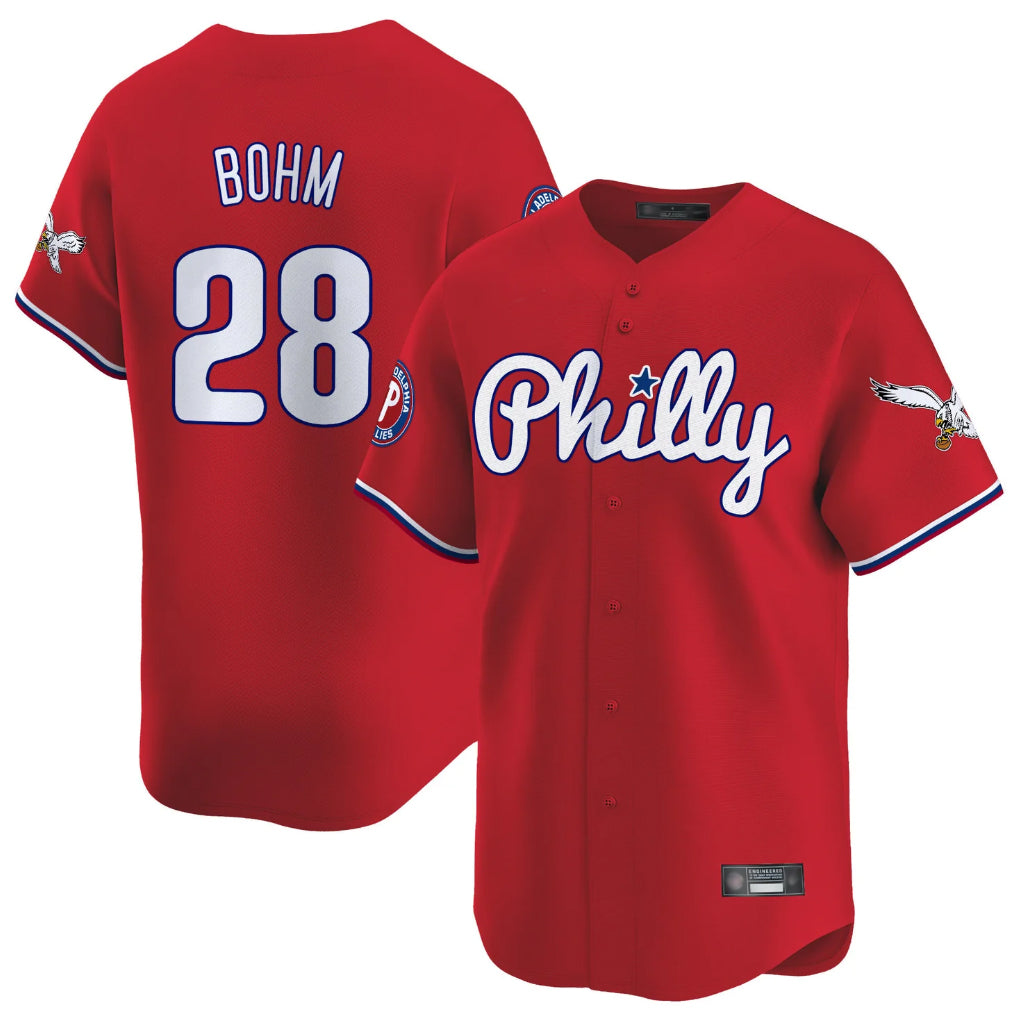 P.Phillies #28 Alec Bohm Player Red Phillies & Eagles Vapor Premier Limited Fdoa Stitched Jerseys