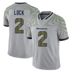 S.Seahawks #2 Drew Lock Player Grey Limited 2025 Rivalries Collection Home Game Gdoa Stitched Jerseys