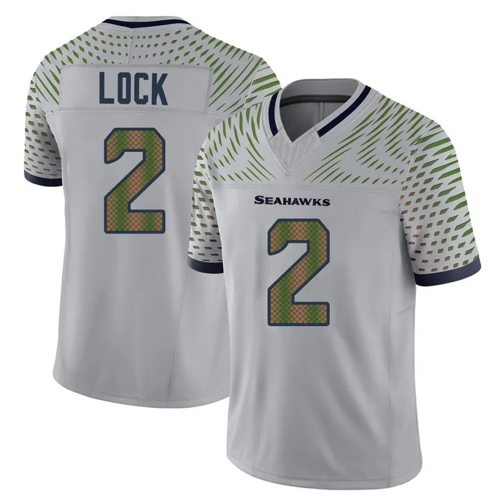 S.Seahawks #2 Drew Lock Player Grey Limited 2025 Rivalries Collection Home Game Gdoa Stitched Jerseys