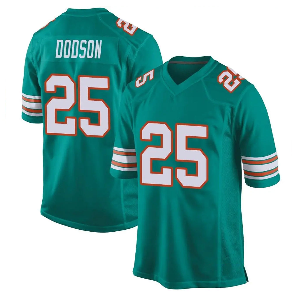 M.Dolphins #25 Tyrel Dodson Player Aqua Alternate Home Game Gdoa Stitched Jerseys