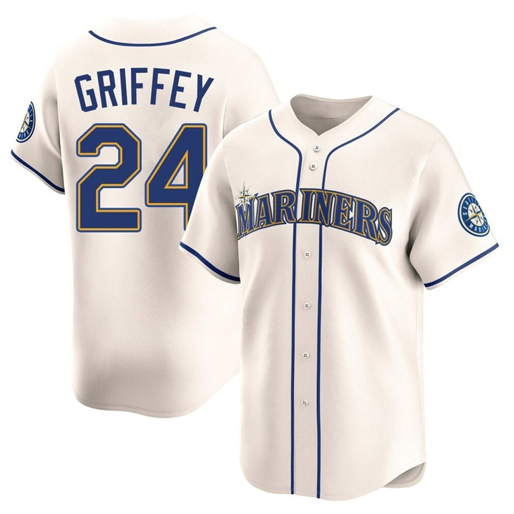 S.Mariners #24 Ken Griffey Jr Player Cream Home Limited Fdoa Stitched Jerseys