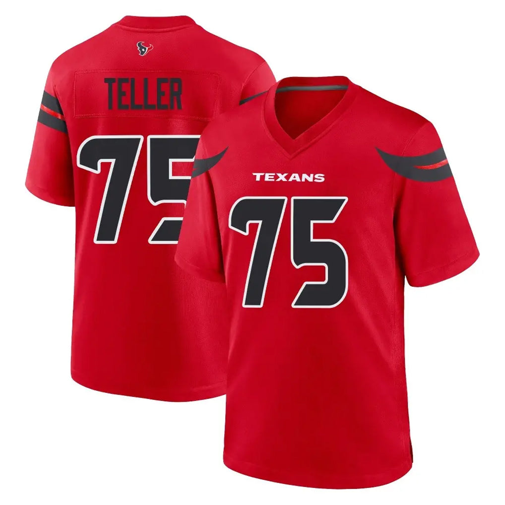 H.Texans #75 Wyatt Teller Player Red Alternate Home Game Gdoa Stitched Jerseys