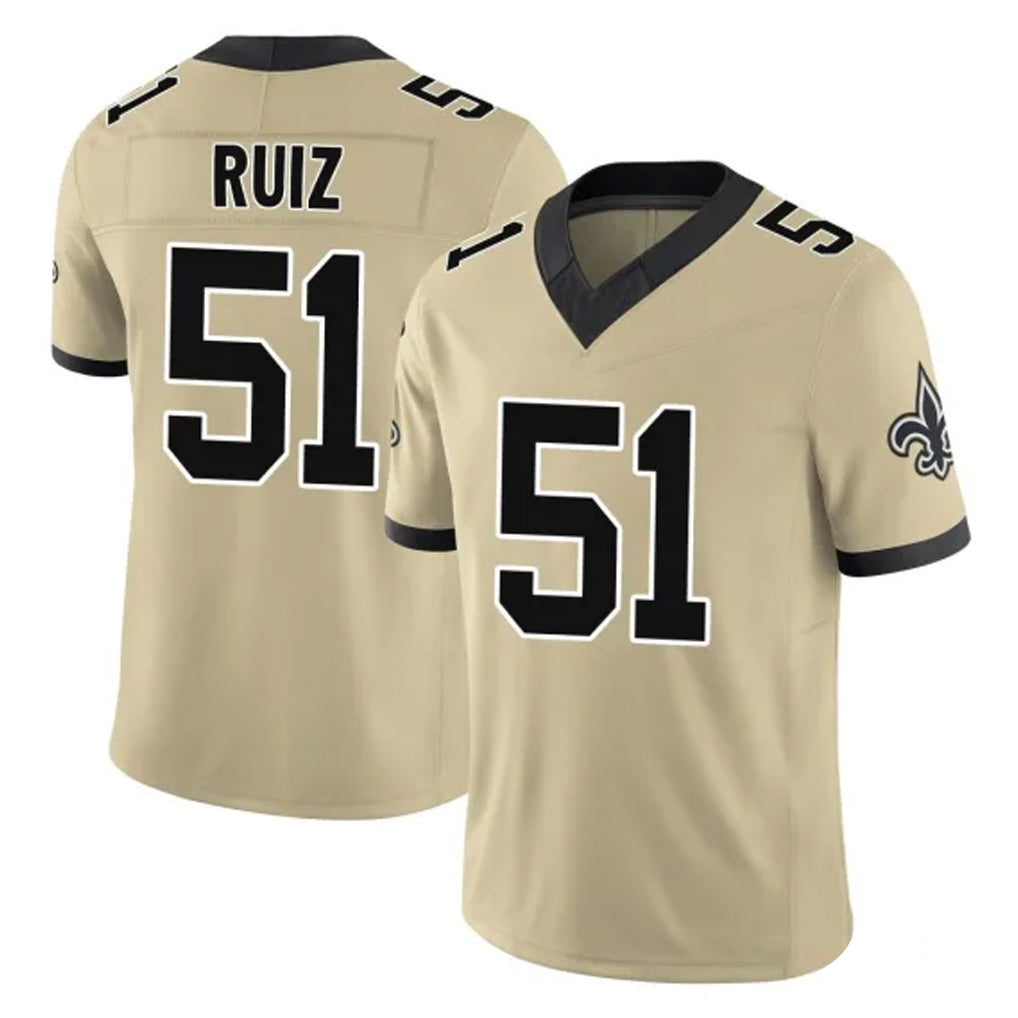 NO.Saints #51 Cesar Ruiz Player Gold Limited Vapor F.U.S.E. Home Game Gdoa Stitched Jerseys