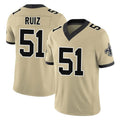 NO.Saints #51 Cesar Ruiz Player Gold Limited Vapor F.U.S.E. Home Game Gdoa Stitched Jerseys