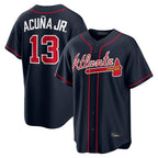 A.Braves #13 Ronald Acuna Jr Player Navy Home Game Gdoa Stitched Jerseys