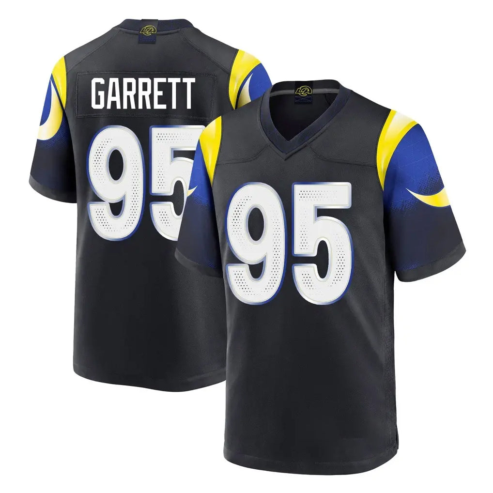 LA.Rams #95 Myles Garrett Player Black Midnight Rivalries Collection Home Game Gdoa Stitched Jerseys