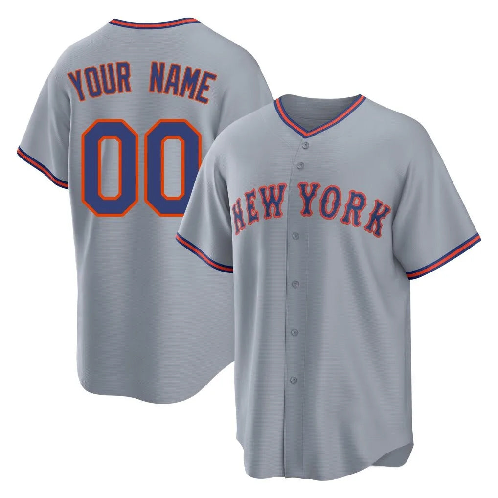 Custom NY.Mets Gray Road Home Game Any Name & NumberGdoa Stitched Jerseys