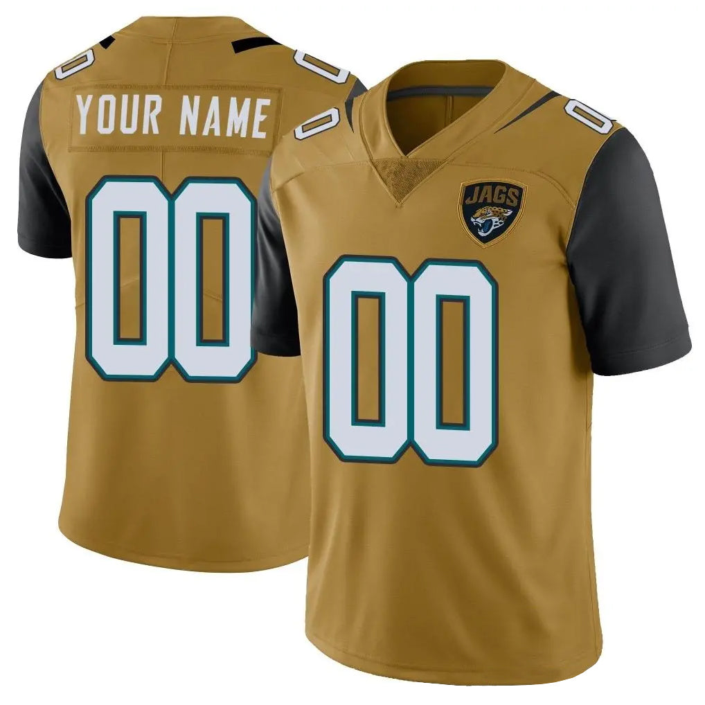 Custom J.Jaguars Gold Vapor Limited Home Game Any Name & Numbers Gdoa Stitched Jerseys