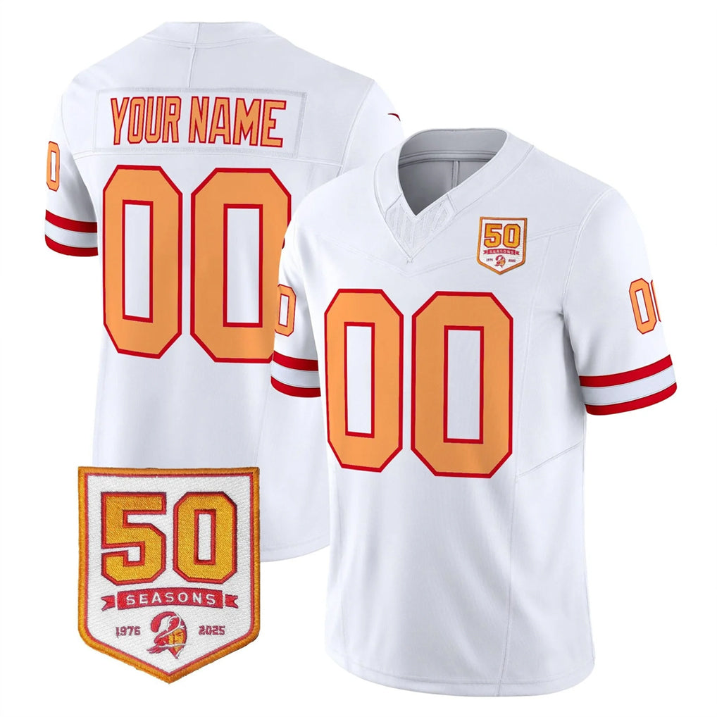 Custom TB.Buccaneers 76' White Limited 2026 Season Vapor F.U.S.E. Home Game Any Name & Numbers Gdoa Stitched Jerseys
