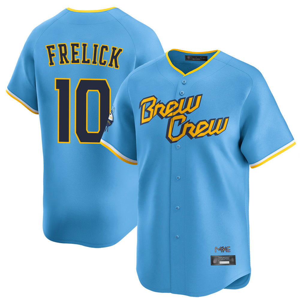 M.Brewers #10 Sal Frelick Player Light Blue City Connect Home Limited Fdoa Stitched Jerseys