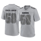 LV.Raiders #58 Jackson Powers-Johnson Player Gray Atmosphere Fashion Limited Game Gdoa Stitched Jerseys