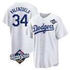 LA.Dodgers #34 Fernando Valenzuela Player White World Series Game Home Fdoa Stitched Jerseys