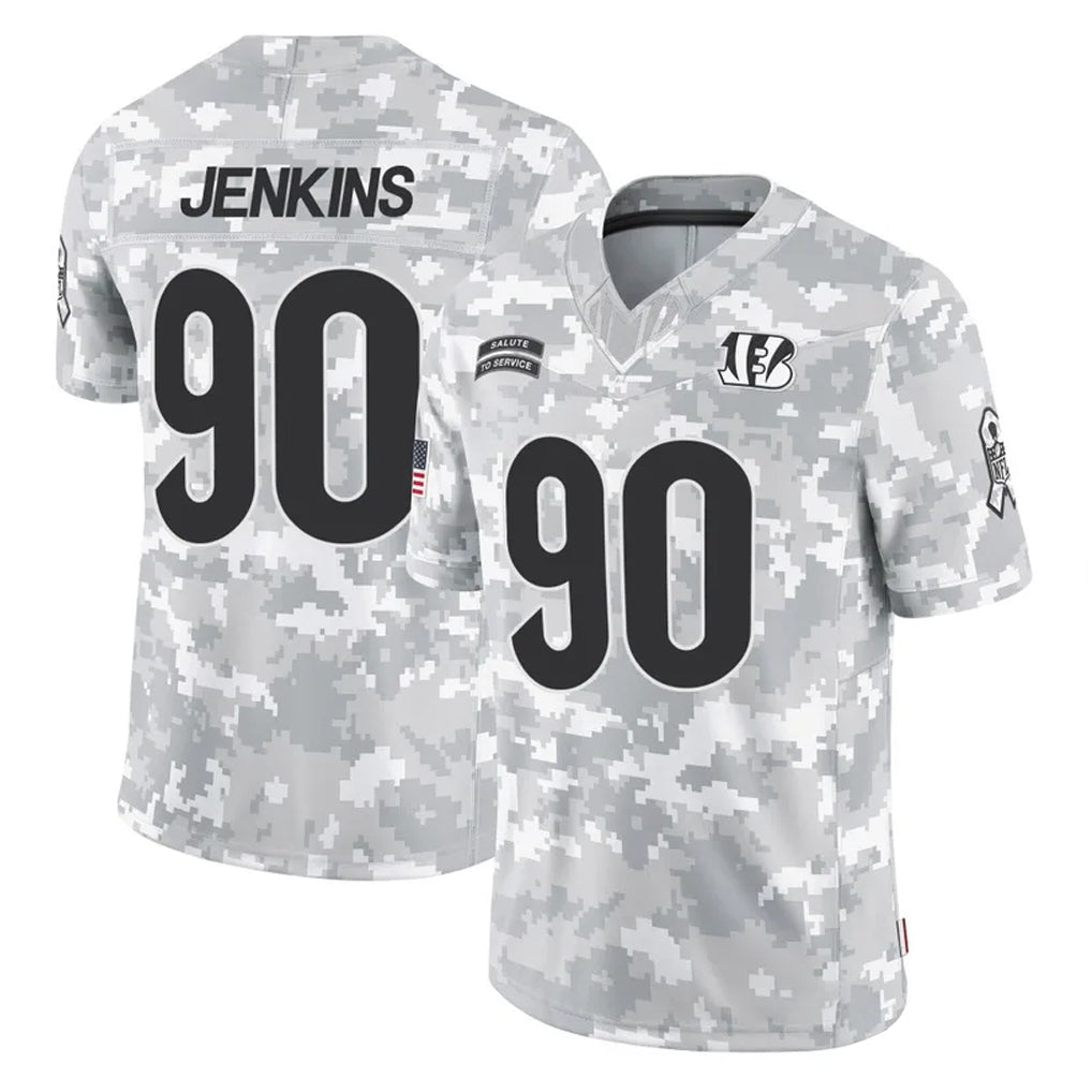 C.Bengals #90 Kris Jenkins Jr Player Arctic Camo Salute to Service Limited Gdoa Stitched Jerseys