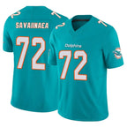 M.Dolphins #72 Jonah Savaiinaea Player Aqua Limited Vapor F.U.S.E. Home Game Gdoa Stitched Jerseys