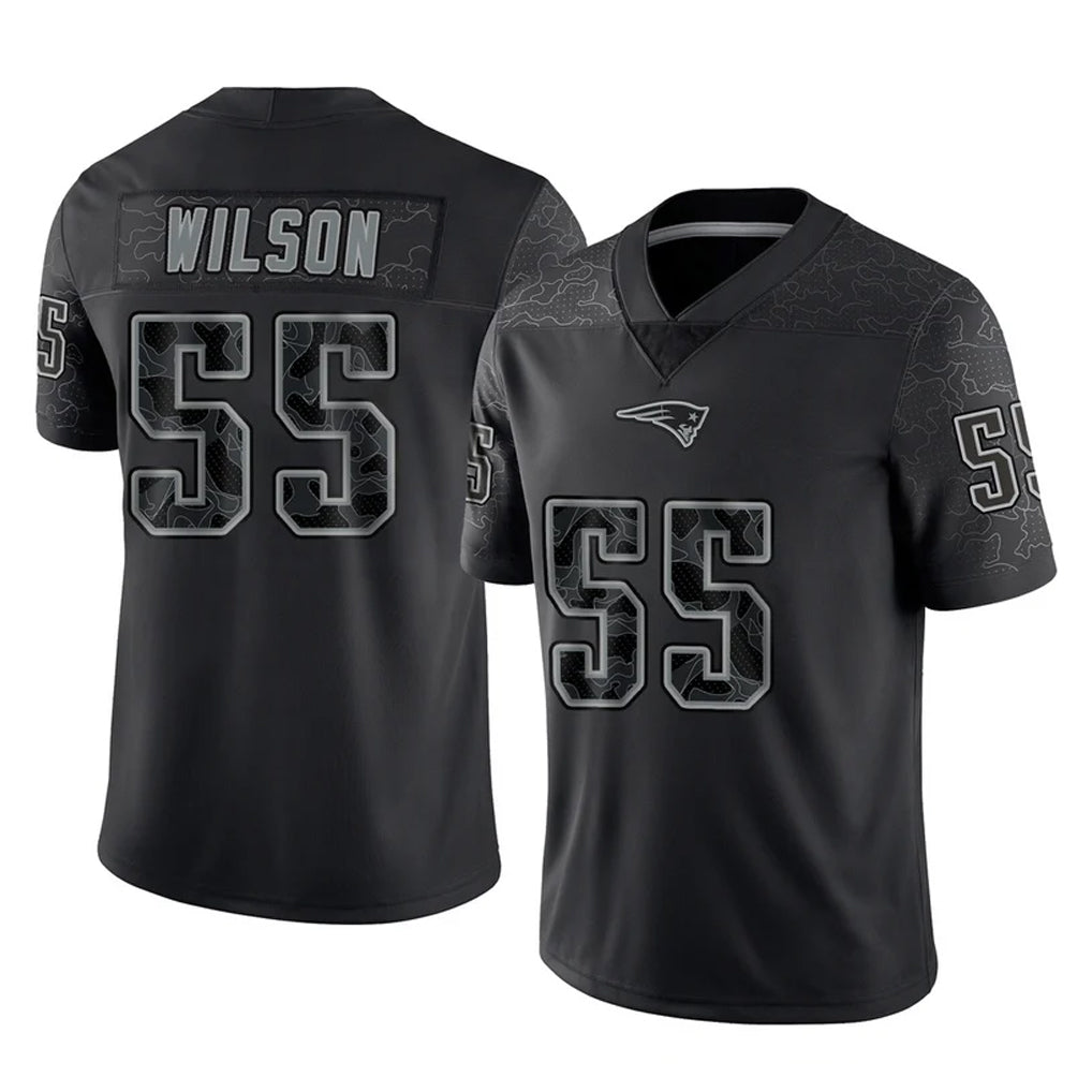 NE.Patriots #55 Jared Wilson Player Black Reflective LImited Home Game Gdoa Stitched Jerseys