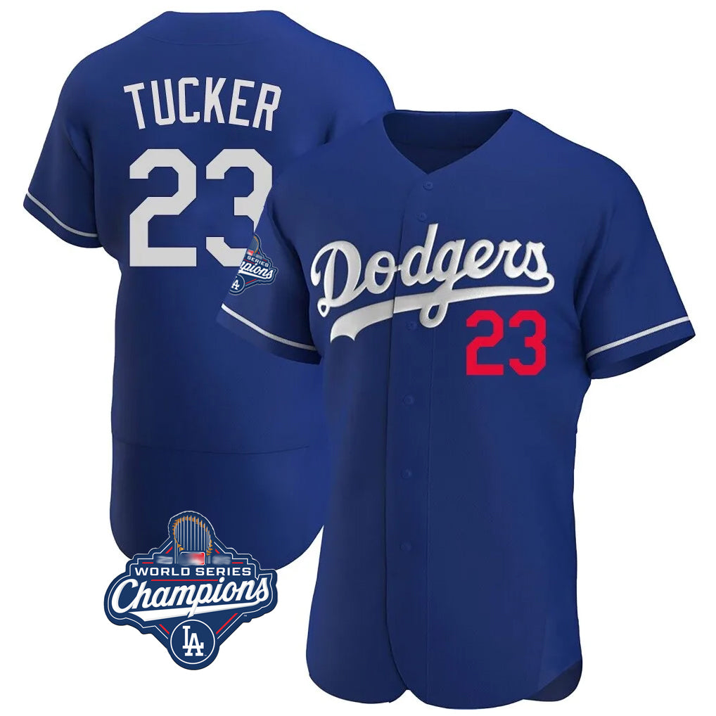 LA.Dodgers #23 Kyle Tucker Player Royal World Series Meet Limited Elite Home Fdoa Stitched Jerseys