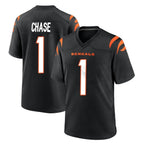 C.Bengals #1 Ja'Marr Chase Player Black Home Game Gdoa Stitched Jerseys
