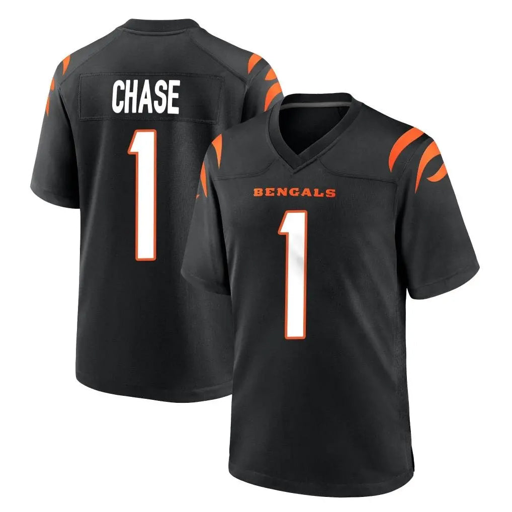 C.Bengals #1 Ja'Marr Chase Player Black Home Game Gdoa Stitched Jerseys
