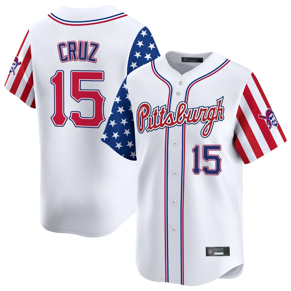 P.Pirates #15 Oneil Cruz Player White 2025 Independence Day Vapor Premier Limited Fdoa Stitched Jerseys