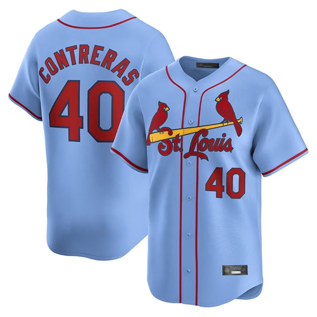 St. Louis Cardinals #40 Willson Contreras Player Light Blue Home Limited Fdoa Stitched Jerseys