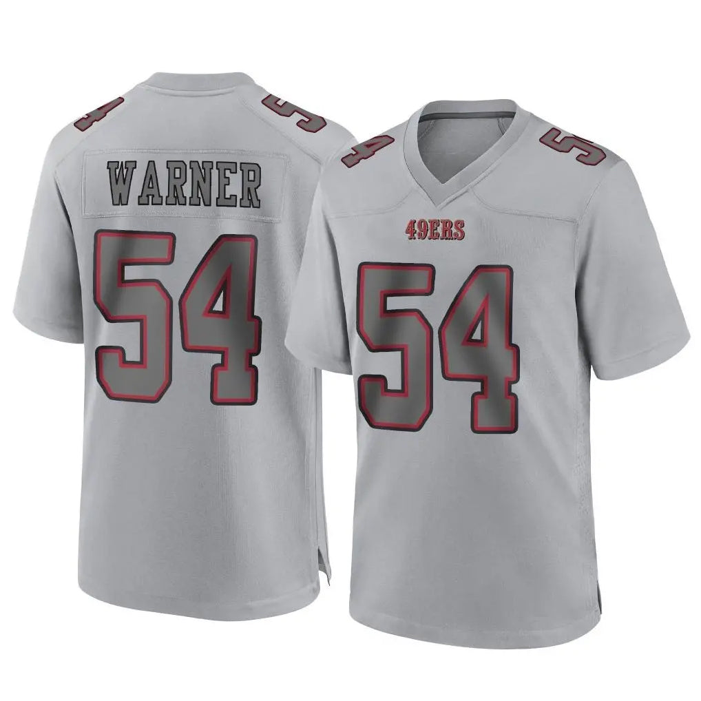 SF.49ers #54 Fred Warner Player Gray Atmosphere Fashion Home Game Gdoa Stitched Jerseys