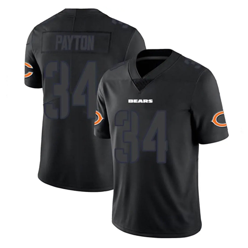 C.Bears #34 Walter Payton Player Black Impact Limited Game Gdoa Stitched Jerseys
