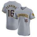 M.Brewers #16 Blake Perkins Player Gray Home Limited Elite Fdoa Stitched Jerseys