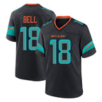 M.Dolphins #18 Chris Bell Player Black Pitch Rivalries Collection Home Game Gdoa Stitched Jerseys