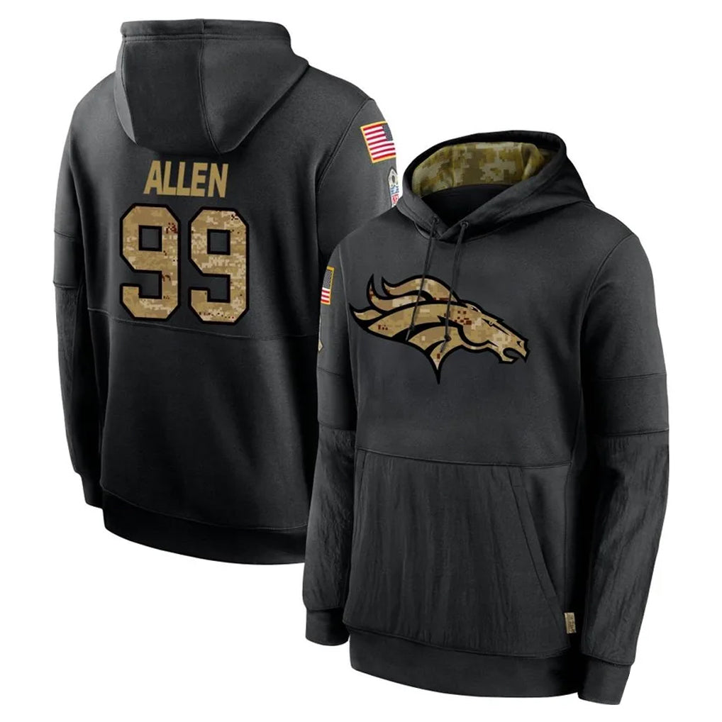 D.Broncos #99 Zach Allen Player Black Salute to Service Pullover Hoodies Limited Gdoa Stitched Jerseys