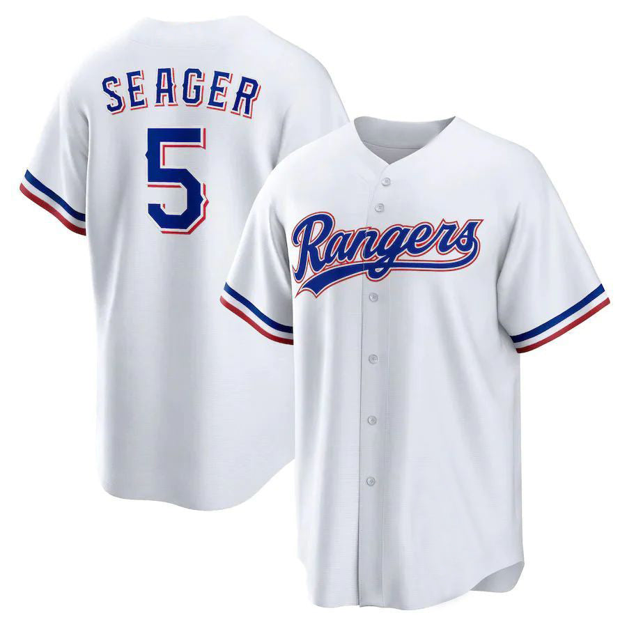 T.Rangers #5 Corey Seager Player White Home Replica Fdoa Stitched Jerseys