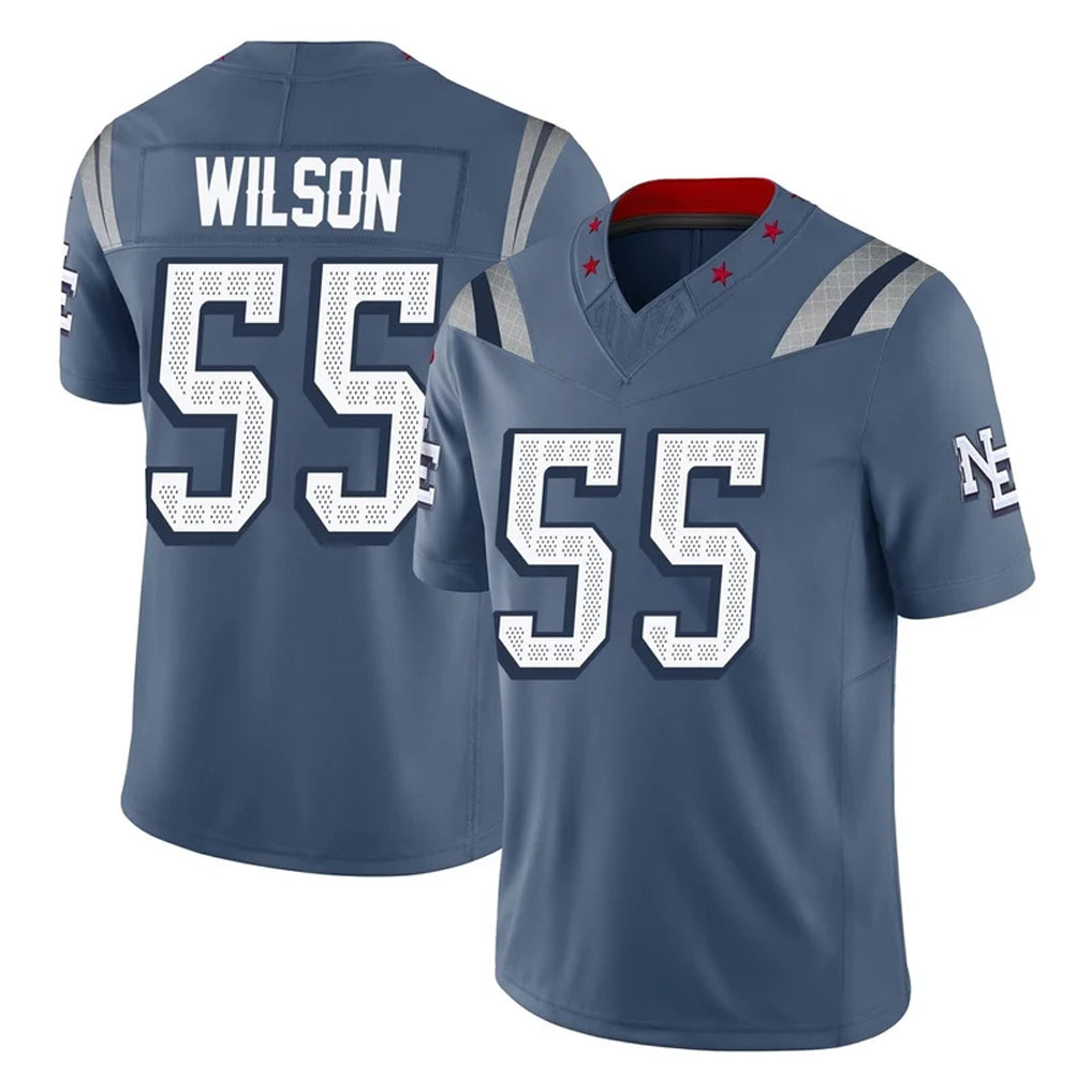 NE.Patriots #55 Jared Wilson Player Blue Limited Rivalries Collection Home Game Gdoa Stitched Jerseys