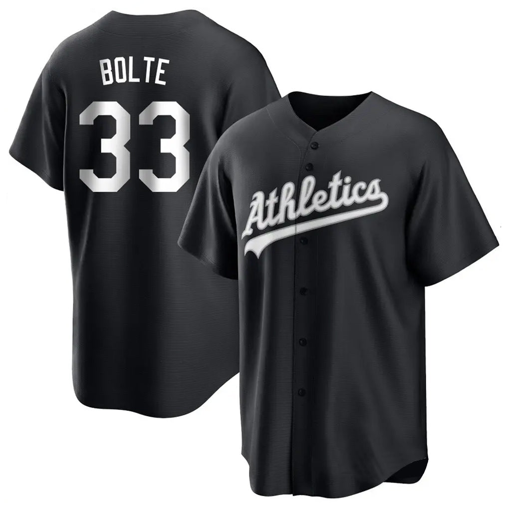 Athletics #33 Henry Bolte Player Black Fashion Home Game Gdoa Stitched Jerseys