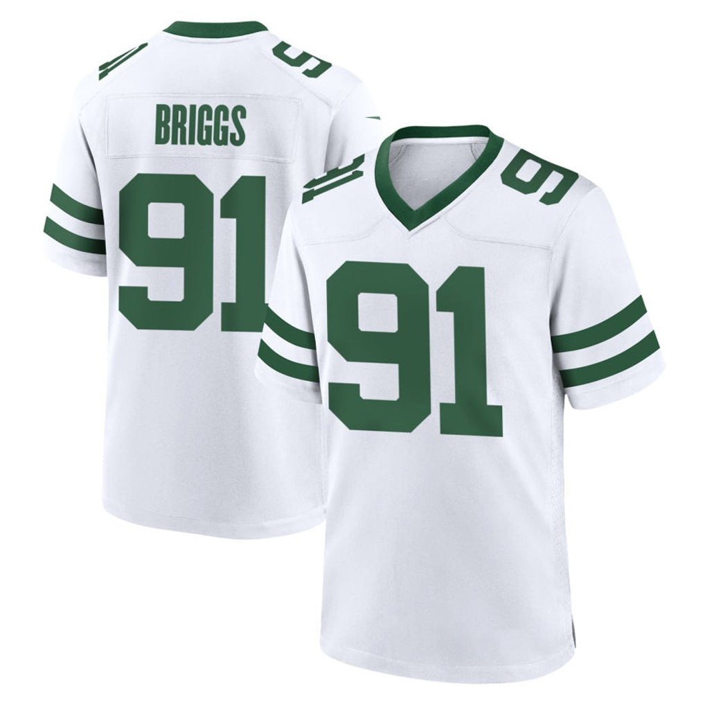NY.Jets #91 Jowon Briggs Player White Legacy Home Game Gdoa Stitched Jerseys