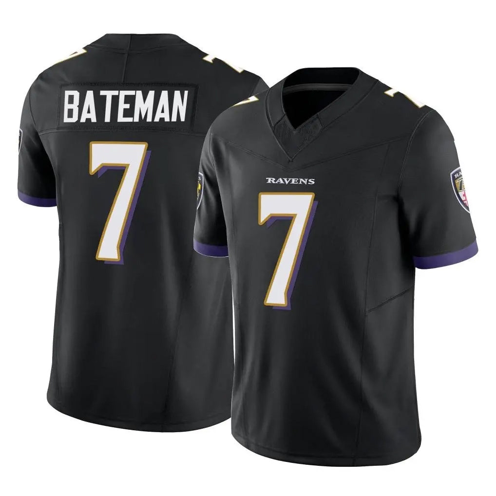 B.Ravens #7 Rashod Bateman Player Black Vapor F.U.S.E. Limited Gdoa Stitched Jerseys