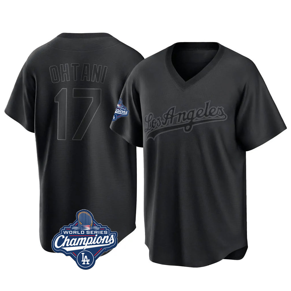 LA.Dodgers #17 Shohei Ohtani Player Black World Series Meet Pitch Fashion T-shirt Fdoa Stitched Jerseys