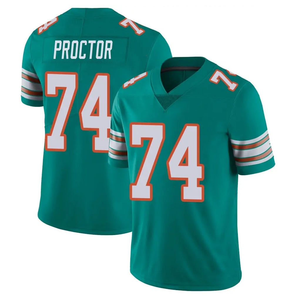 M.Dolphins #74 Kadyn Proctor Player Aqua Limited Alternate Vapor Untouchable Home Game Gdoa Stitched Jerseys