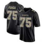 NO.Saints #75 Taliese Fuaga Player Black Carbon Fashion Home Game Gdoa Stitched Jerseys