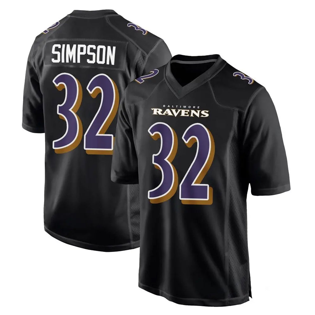 B.Ravens #32 Trenton Simpson Player Black Carbon Fashion Home Game Gdoa Stitched Jerseys