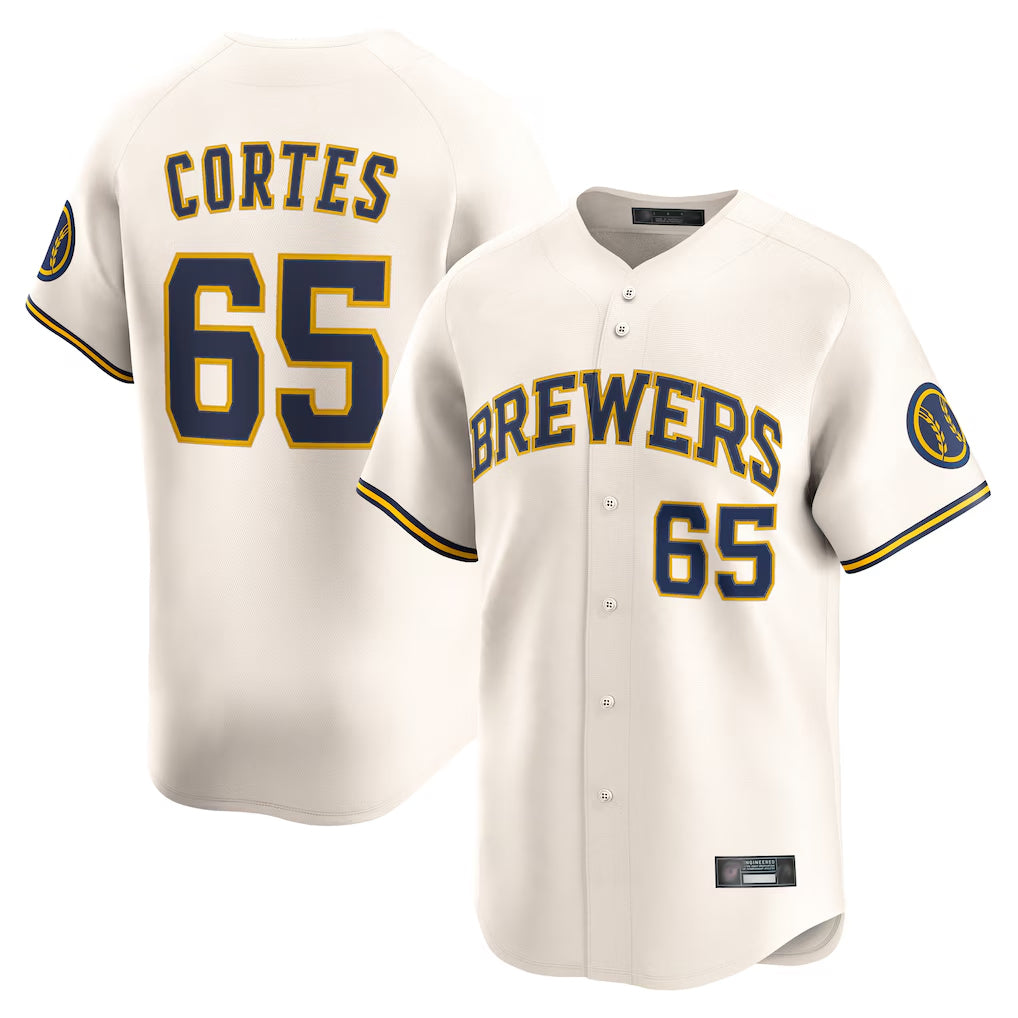M.Brewers #65 Nestor Cortes Player Cream Home Limited Game Fdoa Stitched Jerseys