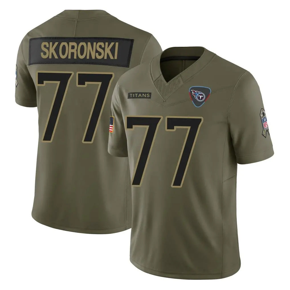 T.Titans #77 Peter Skoronski Player Olive Limited 2025 Salute to Service Home Game Gdoa Stitched Jerseys
