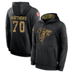A.Falcons #70 Jake Matthews Player Black Salute to Service Limited Black Hoodie Gdoa Stitched Jerseys