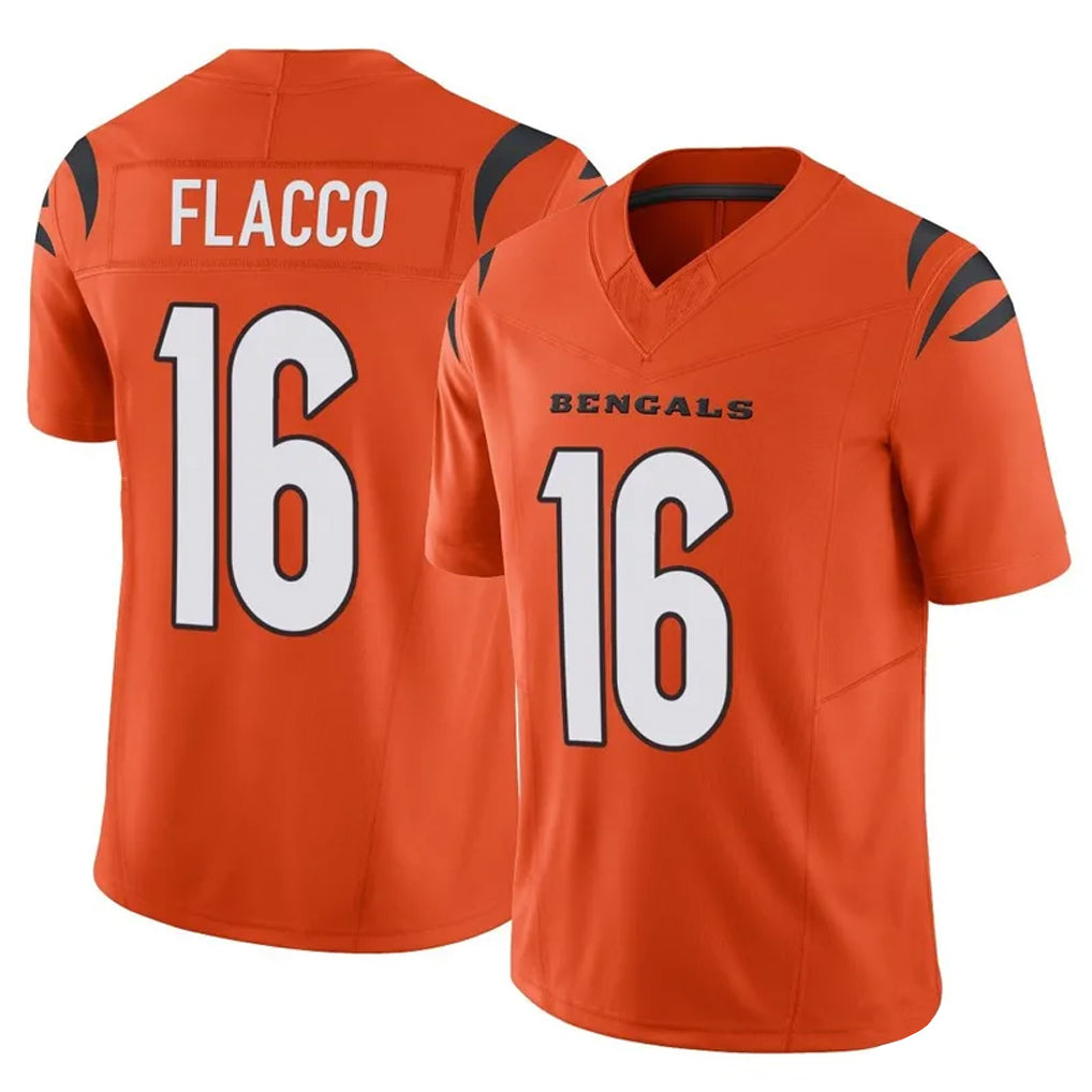 C.Bengals #16 Joe Flacco Player Orange Vapor F.U.S.E. Limited Home Game Gdoa Stitched Jerseys