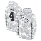 KC.Chiefs #4 Rashee Rice Player Arctic Camo Salute to Service Hoodies Limited Game Stitched Jerseys